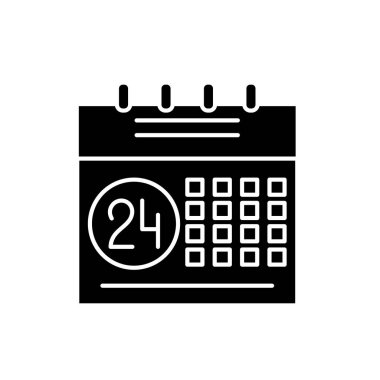 Planlama sistemi siyah simge takvim, izole arka plan tabelada vektör. Takvim sistem kavramı simgesi, illüstrasyon planlama 