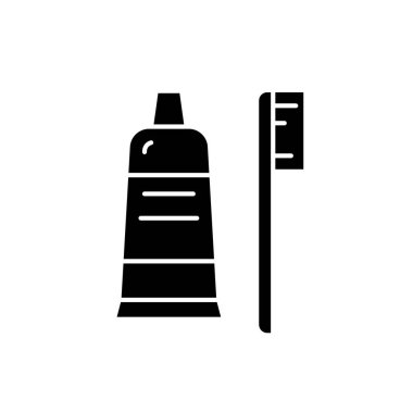 Siyah simgesi, temizleme diş vektör izole arka plan üzerinde işareti. Kavramı sembol, illüstrasyon Temizleme diş 