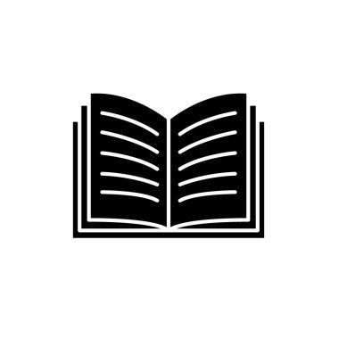 Siyah kitap simgesini açın, izole arka plan tabelada vektör. Açık kitap kavramı sembol, illüstrasyon 