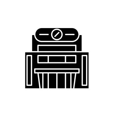 Süpermarket siyah kutsal kişilerin resmi, vektör izole arka plan üzerinde işareti. Süpermarket kavramı sembol, illüstrasyon 