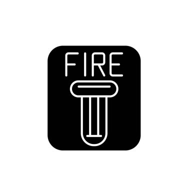 Emanet siyah simgesi ateş, izole arka plan tabelada vektör. Yangın güvenliği kavramı sembol, illüstrasyon 