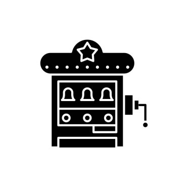 Makine siyah simge yuvası, izole arka plan tabelada vektör. Slot makinesidir kavramı sembol, illüstrasyon 