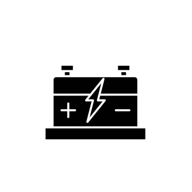 Araba pil siyah simgesi, vektör izole arka plan üzerinde işareti. Araba pil kavramı sembolü, illüstrasyon 