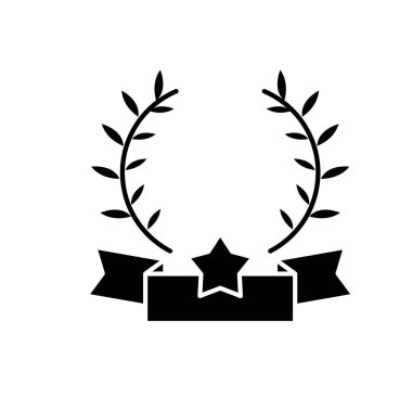 Amblem işareti izole arka plan üzerinde siyah zafer simgesi, vektör. Zafer kavramı sembol, illüstrasyon arması 