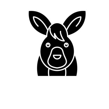 Komik siyah simge hare, izole arka plan tabelada vektör. Komik tavşan kavramı sembol, illüstrasyon 