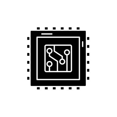 Dijital üretim siyah kutsal kişilerin resmi, vektör izole arka plan üzerinde işareti. Dijital üretim kavramı sembol, illüstrasyon 