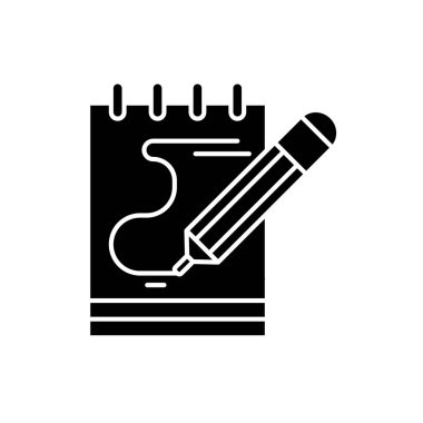 Günlük notları siyah kutsal kişilerin resmi, vektör izole arka plan üzerinde işareti. Günlük notları kavramı sembol, illüstrasyon 