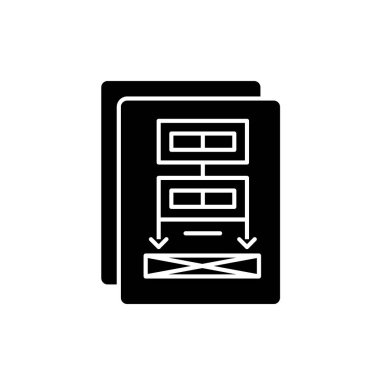 Proje belgelerine siyah simgesi, izole arka plan tabelada vektör. Proje belgelerine kavramı sembol, illüstrasyon 