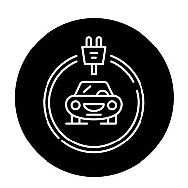 Elektrik arabalar siyah kutsal kişilerin resmi, vektör izole arka plan üzerinde işareti. Elektrik otomobil kavramı sembol, illüstrasyon 