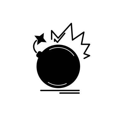 Siyah simge bomba, izole arka plan tabelada vektör. Bomba kavramı sembol, illüstrasyon 