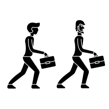 Çalışan rekabet siyah kutsal kişilerin resmi, vektör izole arka plan üzerinde işareti. Çalışan rekabet kavramı sembol, illüstrasyon 