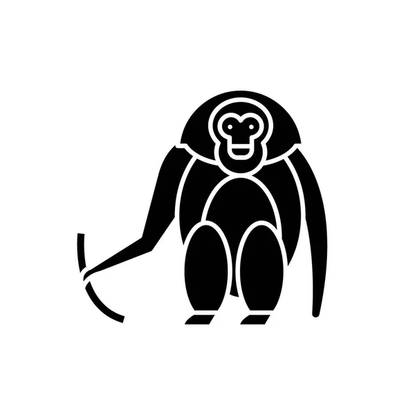 Monkey zwart pictogram, vector teken op geïsoleerde achtergrond. Monkey concept-symbool, afbeelding — Stockvector