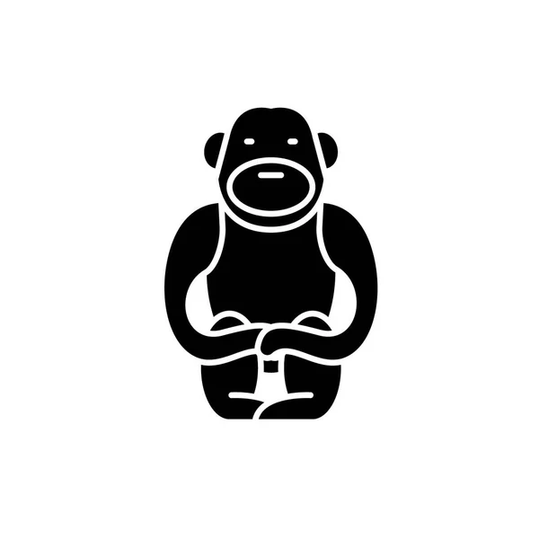 Gibbon schwarzes Symbol, Vektorzeichen auf isoliertem Hintergrund. Gibbon-Konzept Symbol, Illustration — Stockvektor