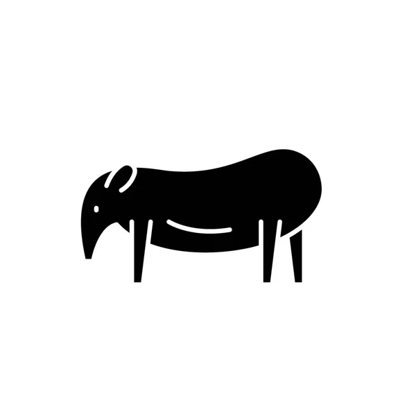 Tapir icono negro, signo vectorial sobre fondo aislado. Tapir concepto símbolo, ilustración — Vector de stock