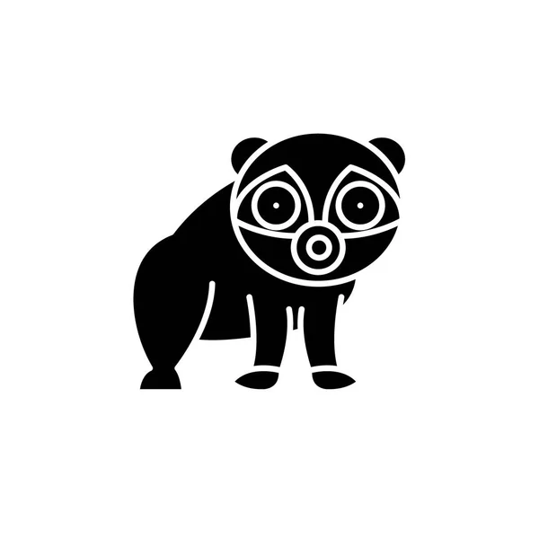 Panda svart ikon, vector tecken på isolerade bakgrund. Panda konceptet symbol, illustration — Stock vektor