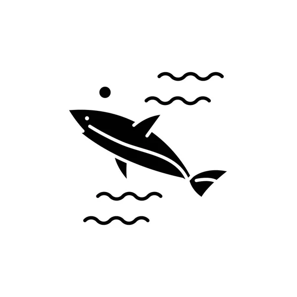 Zwarte haai pictogram, vector teken op geïsoleerde achtergrond. Shark concept symbool, afbeelding — Stockvector