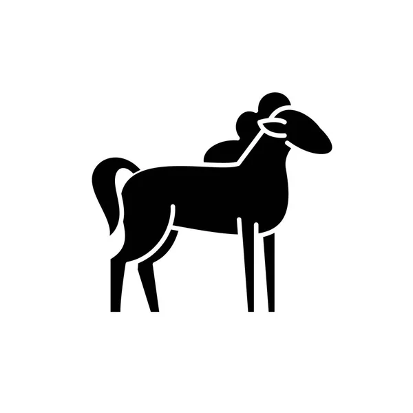 Черный пони, векторный знак на изолированном фоне. Символ пони, иллюстрация — стоковый вектор