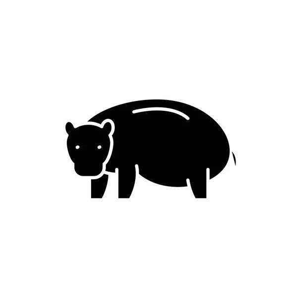 Icône noire Hippopotame, signe vectoriel sur fond isolé. Symbole concept Hippopotame, illustration — Image vectorielle