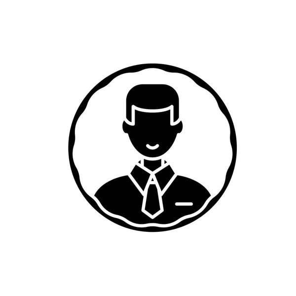 Profil du bâton icône noire, signe vectoriel sur fond isolé. Profil du personnel symbole de concept, illustration — Image vectorielle