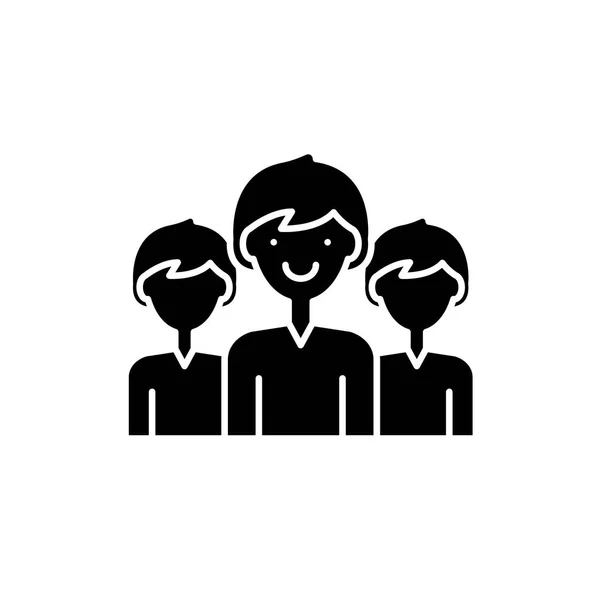 Ikonu Office zaměstnanci černý, vektor znamení na izolované pozadí. Office pracovníci koncept symbol, ilustrace — Stockový vektor