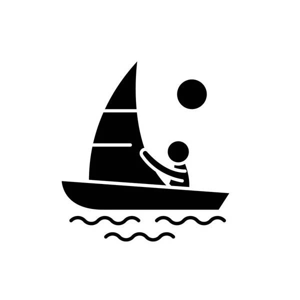 Yachting schwarzes Symbol, Vektor-Zeichen auf isoliertem Hintergrund. Yachtkonzept Symbol, Illustration — Stockvektor