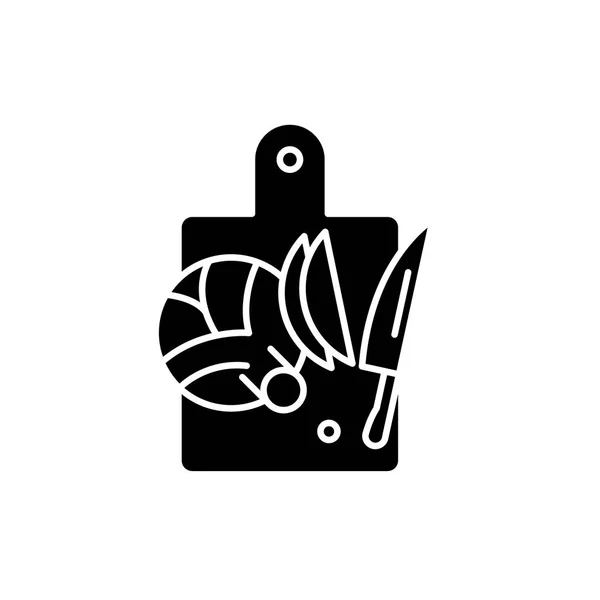 Légumes coupants icône noire, signe vectoriel sur fond isolé. Légumes coupants concept symbole, illustration — Image vectorielle