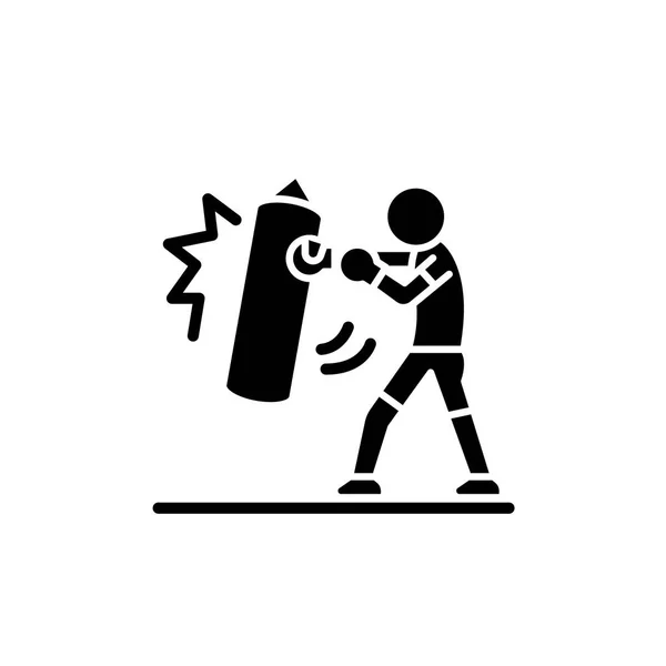 Ícone preto de Taekwondo, sinal vetorial em fundo isolado. Taekwondo conceito símbolo, ilustração —  Vetores de Stock