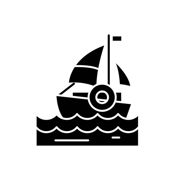 Siyah Icon yelken, izole arka plan tabelada vektör. Yelken kavramı sembol, illüstrasyon — Stok Vektör