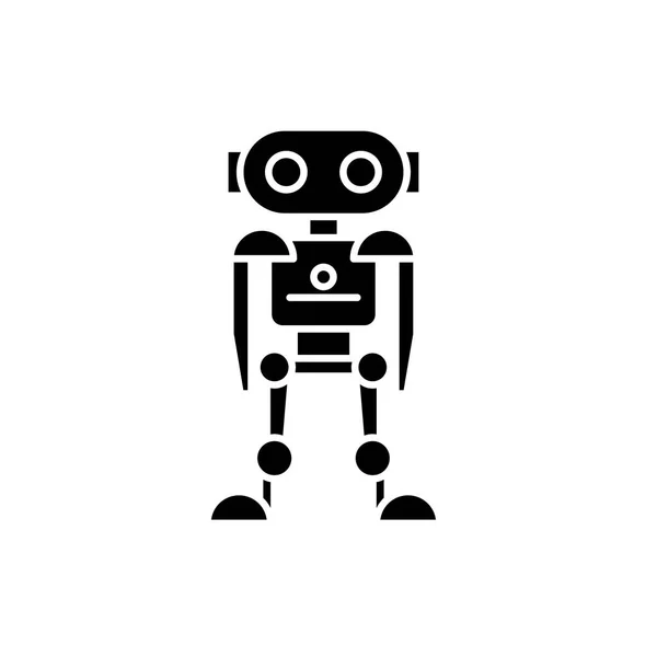 Μαύρο μέλλον ρομπότ εικονίδιο, διάνυσμα εισόδου σε απομονωμένες φόντο. Μελλοντικά ρομπότ έννοιας σύμβολο, εικονογράφηση — Διανυσματικό Αρχείο