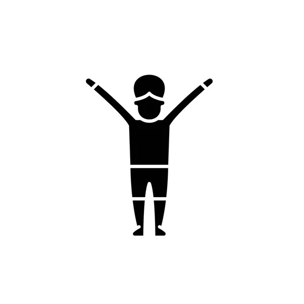 Icône noire de gymnastique, signe vectoriel sur fond isolé. Concept de gymnastique symbole, illustration — Image vectorielle