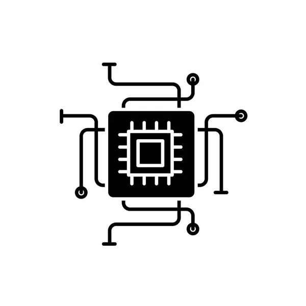 Черный значок процессора, векторный знак на изолированном фоне. Символ концепции процессора, иллюстрация — стоковый вектор