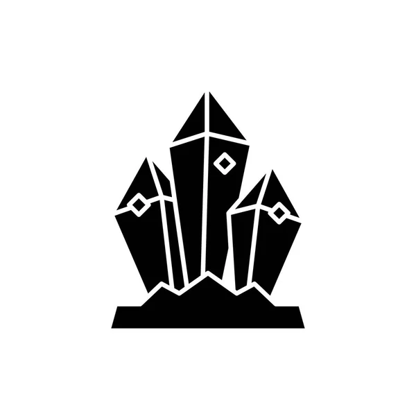 Mineral treasure black icon, vector sign on isolated background. Mineral treasure concept symbol, illustration — Stock Vector
