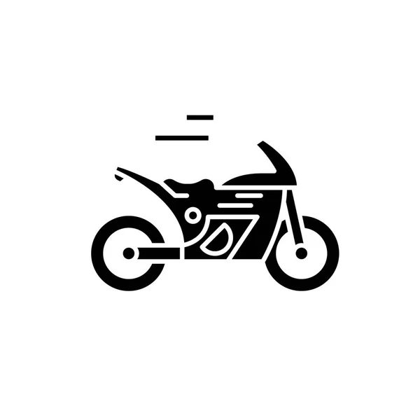 Závod kol černá ikona, vektor znamení na izolované pozadí. Race bike koncepce symbol, ilustrace — Stockový vektor