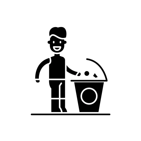 Separate trash black icon, vector sign on isolated background. Separate trash concept symbol, illustration — Stock Vector