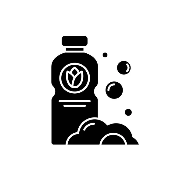Ícone preto detergente, sinal vetorial em fundo isolado. Símbolo de conceito de detergente, ilustração — Vetor de Stock