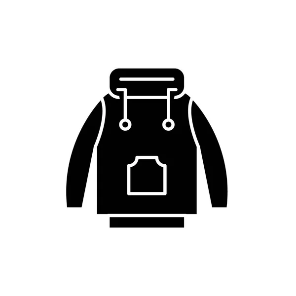 Winterjacke schwarzes Symbol, Vektorzeichen auf isoliertem Hintergrund. Winterjacke Konzept Symbol, Illustration — Stockvektor