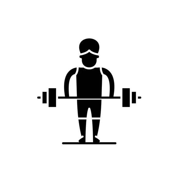 強い男黒アイコン ベクトル分離背景に記号。強い男コンセプト シンボルの図 — ストックベクタ