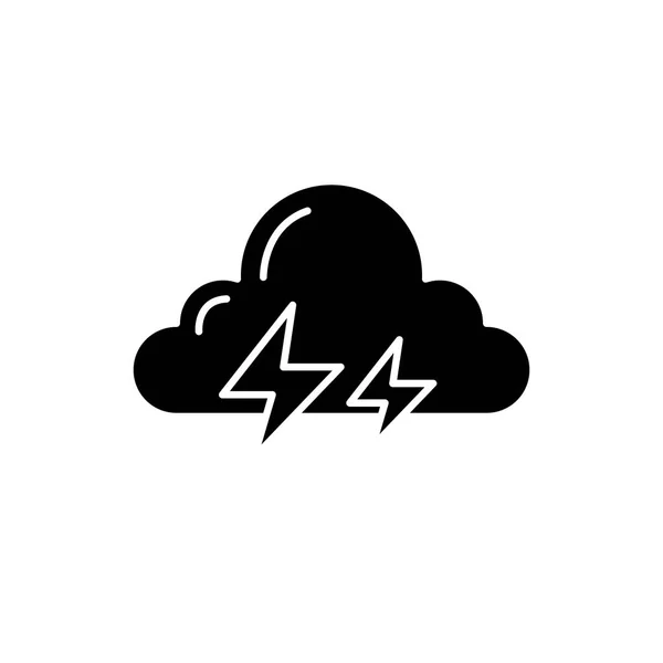 雷雨黑色图标, 在孤立的背景上的矢量符号。雷雨概念符号, 插图 — 图库矢量图片