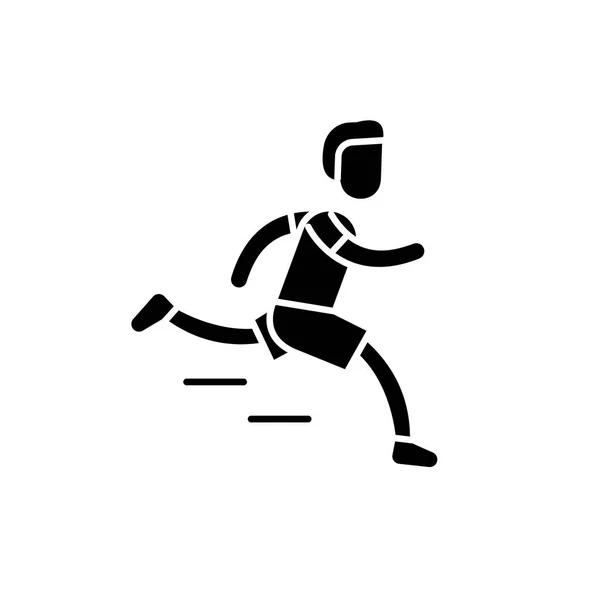 Schwarzes Marathon-Symbol, Vektorzeichen auf isoliertem Hintergrund. Marathon-Konzept Symbol, Illustration — Stockvektor