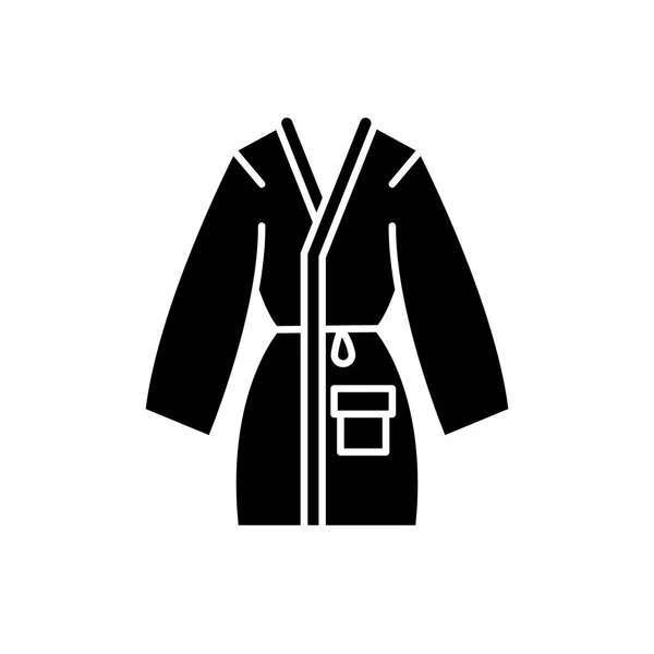 家庭浴袍黑色图标, 矢量标志上的孤立的背景。家庭浴衣概念符号, 插图 — 图库矢量图片