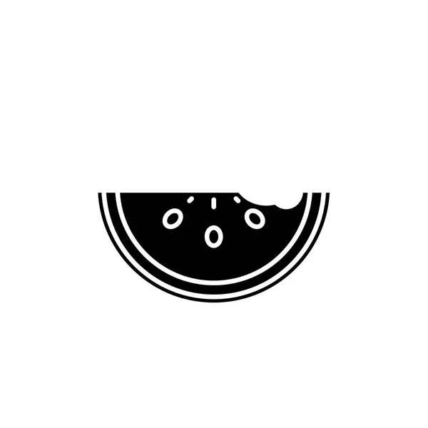 Icono negro de sandía, signo vectorial sobre fondo aislado. Símbolo de concepto de sandía, ilustración — Vector de stock