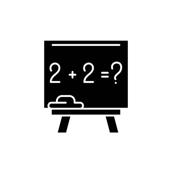 Ikona czarne Lekcje matematyki, wektor znak, na na białym tle. Matematyki lekcje pojęcie symbolu, ilustracja — Wektor stockowy
