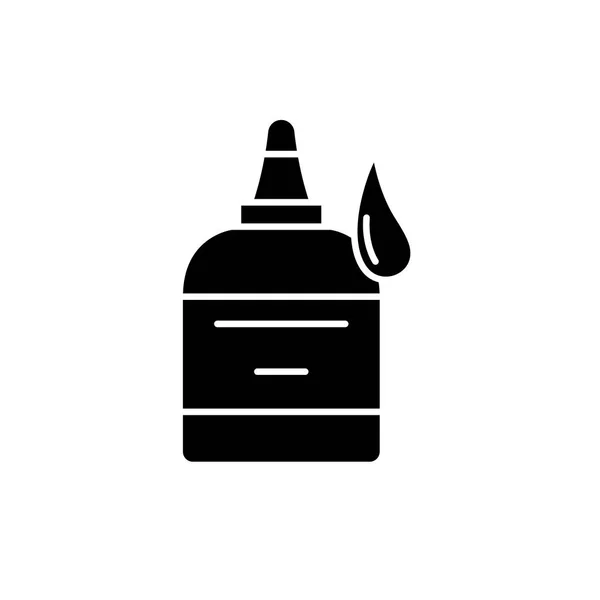 Cola ícone preto, sinal de vetor em fundo isolado. Símbolo de conceito de cola, ilustração — Vetor de Stock