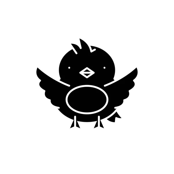 Icono negro de pollo, signo vectorial sobre fondo aislado. Chick concepto símbolo, ilustración — Archivo Imágenes Vectoriales