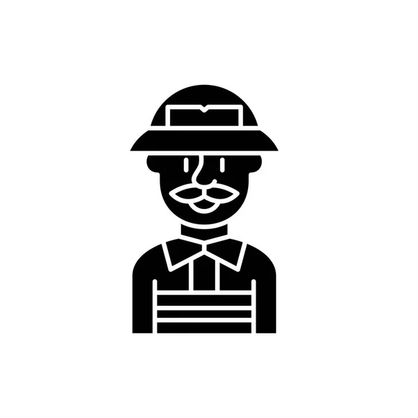 Ingeniero de servicio icono negro, signo vectorial sobre fondo aislado. Servicio ingeniero concepto símbolo, ilustración — Archivo Imágenes Vectoriales