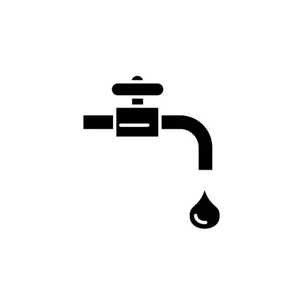 Water kraan zwart pictogram, vector teken op geïsoleerde achtergrond. Water kraan concept symbool, afbeelding — Stockvector