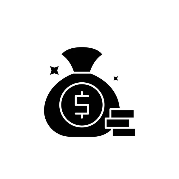 Dinero en efectivo ganar icono negro, signo de vector en el fondo aislado. Dinero en efectivo ganar símbolo concepto, ilustración — Vector de stock