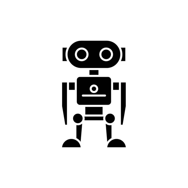 Robota czarny ikona, wektor znak, na na białym tle. Robot pojęcie symbolu, ilustracja — Wektor stockowy