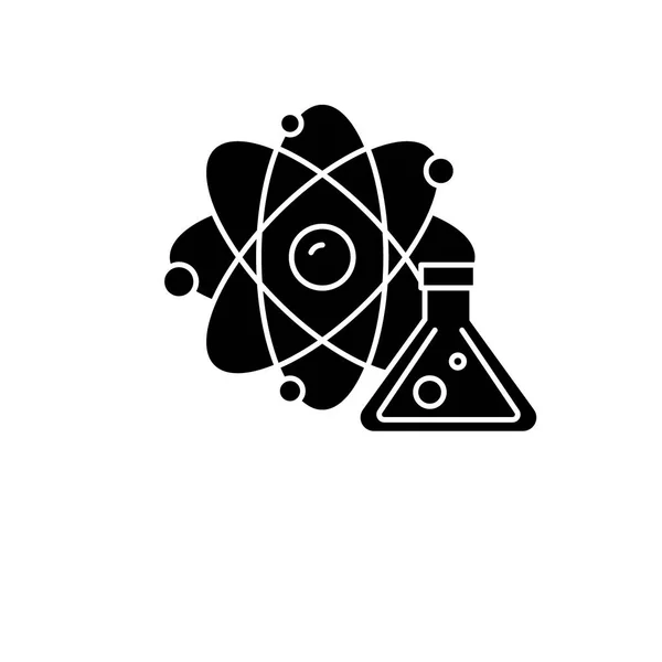 物理和化学黑色图标, 向量标志在查出的背景。物理和化学概念标志, 例证 — 图库矢量图片