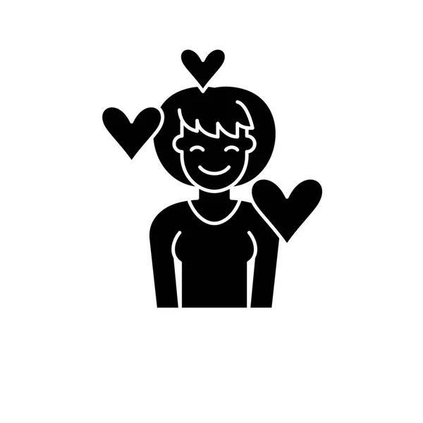 Icono negro de amor, signo vectorial sobre fondo aislado. Concepto de amor símbolo, ilustración — Archivo Imágenes Vectoriales